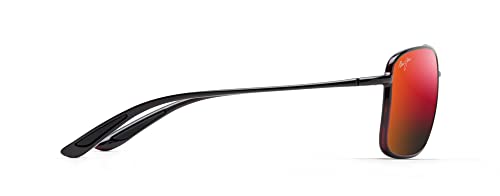 Maui Jim Polarized Aviator Sunglasses, Red/Black Tortoise, Medium