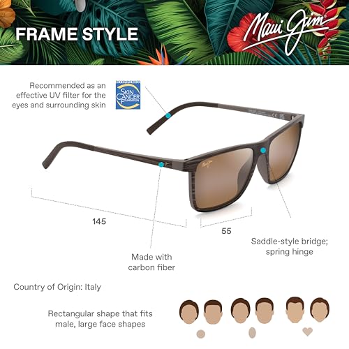 Maui Jim Polarized Sunglasses, Brown Stripe/HCL® Bronze, Large