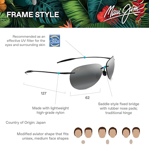 Maui Jim Polarized Rimless Sunglasses in Gloss Black
