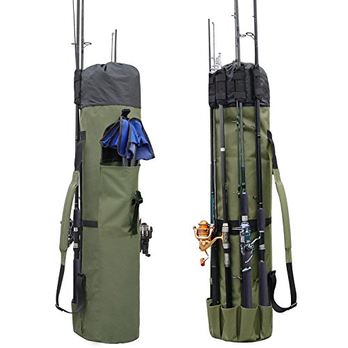 Allnice Canvas Fishing Rod & Reel Travel Bag- 5 Poles