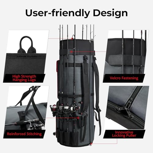 Piscifun 100L Foldable Fishing Rod Case, Holds 8