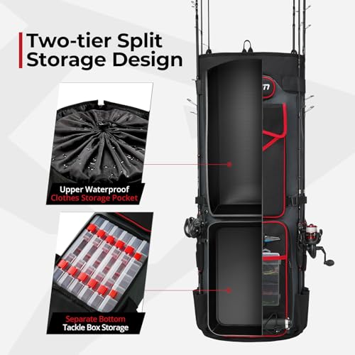 Piscifun 100L Foldable Fishing Rod Case, Holds 8