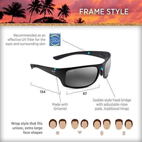 Maui Jim Big Wave Polarized Sunglasses, Black/Grey, XL
