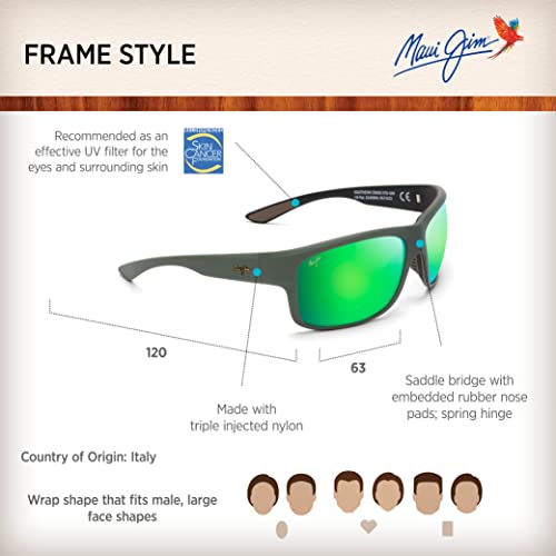 Maui Jim Men's Polarized Wrap Sunglasses in Khaki/Brown/Black