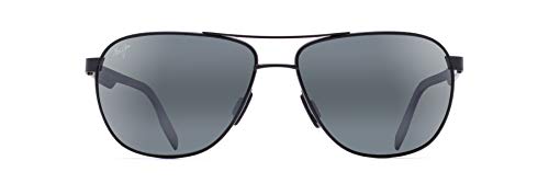 Maui Jim Castles Polarized Aviator Sunglasses, Matte Black/Neutral Grey