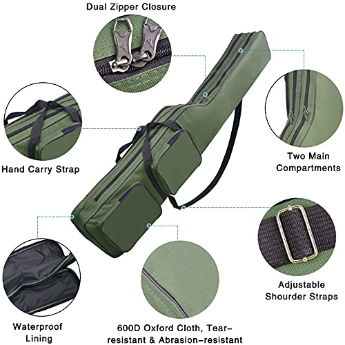 JSHANMEI Waterproof Fishing Pole Bag for Travel & Storage