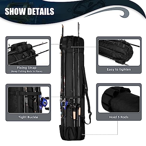 Wowelife Fishing Rod Carrier Bag with Reel Organizer
