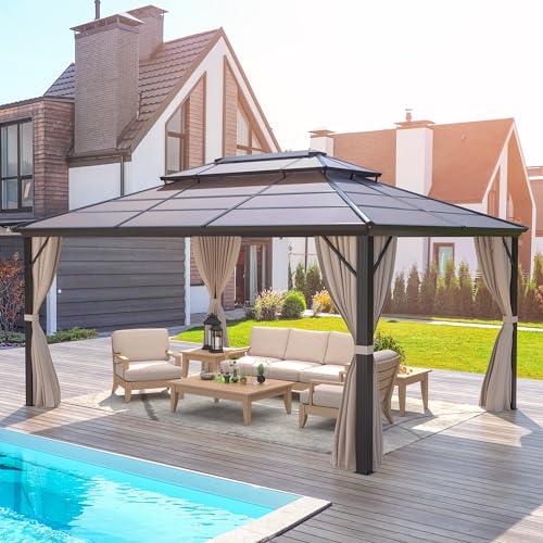 EROMMY 10' x 13' Outdoor Aluminum Gazebo Pavilion