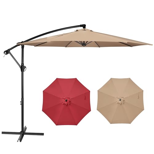 10ft Cantilever Patio Umbrella for Garden in Tan