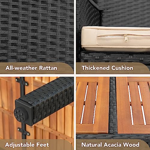 Devoko 7 PCS Patio Dining Set, Acacia Wood