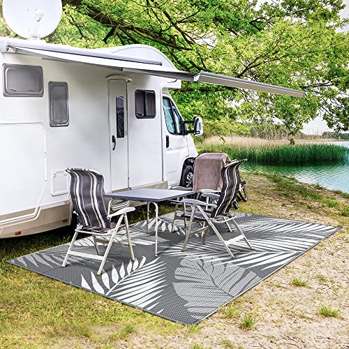 GENIMO Outdoor Waterproof Rug 9' x 12' Grey&White