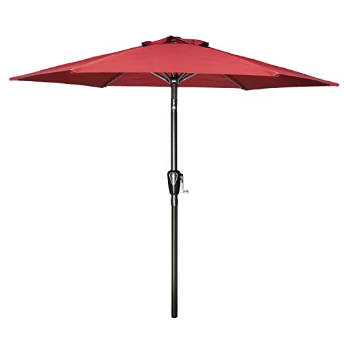 9' Red Patio Umbrella with Tilt/Crank for Garden