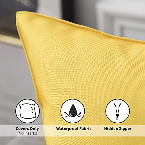 MIULEE Outdoor Waterproof Garden Pillow Covers Yellow 18x18