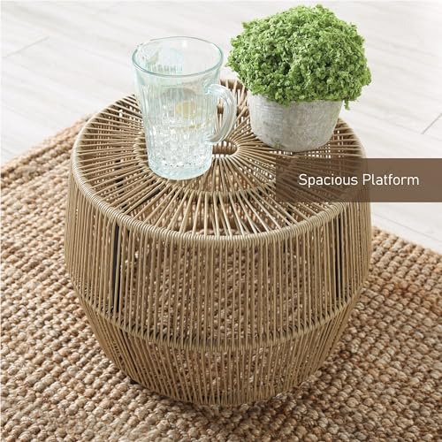 Ysar Boho Rattan Round Coffee Table - Coastal Style
