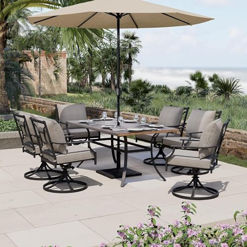 7-Piece Outdoor Dining Set: Patio Swivel Chairs, Grey