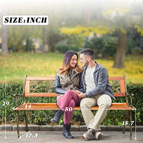 FDW Hardwood Cast Iron Garden Love Seat