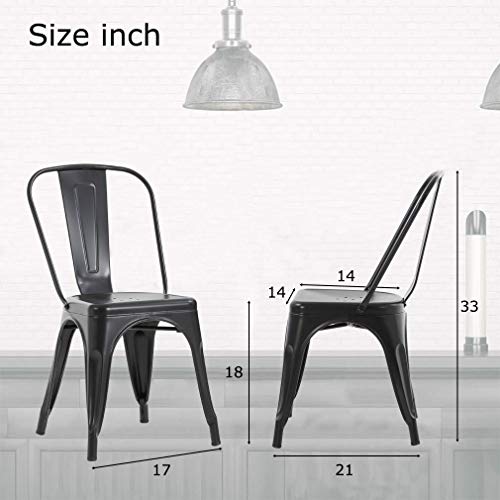 Set of 4 Metal Dining Chairs for Indoor/Outdoor
