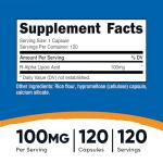 Nutricost R-Alpha Lipoic Acid 100mg, 120 Veggie Caps
