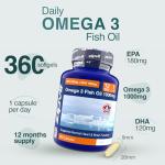 Omega 3 Fish Oil 1000mg - 360 Softgels