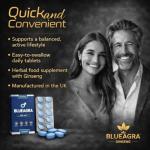 BlueAgra Ginseng Tablets for Men's Vitality, 100 mg