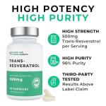 High Purity Trans-Resveratrol 500mg - 60 Capsules