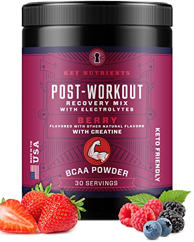 KEY NUTRIENTS Post Workout Electrolytes BCAA Powder - Post Workout Recovery Drink + Electrolytes Powder - Muscle Recovery & Muscle Builder for Men & Women - Creatine Workout Supplement for Men