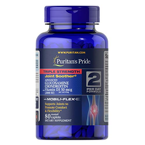 Puritans Pride Triple Strength Glucosamine Chondroitin with Vitamin D3 Caplets, 80 Count