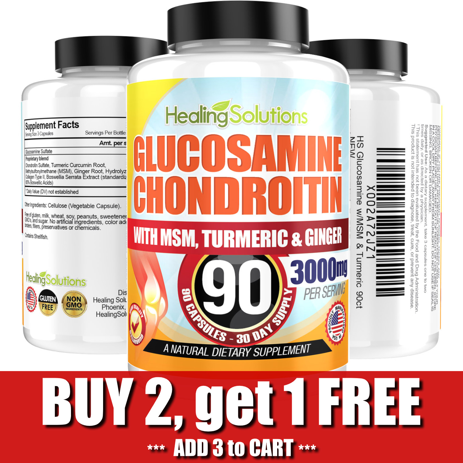 Collagen-infused Glucosamine Chondroitin MSM Turmeric Ginger 3000MG