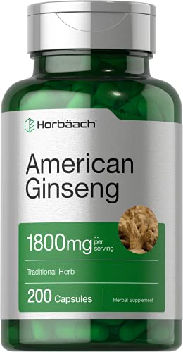 Horbaach American Ginseng Capsules | 1800mg | 200ct