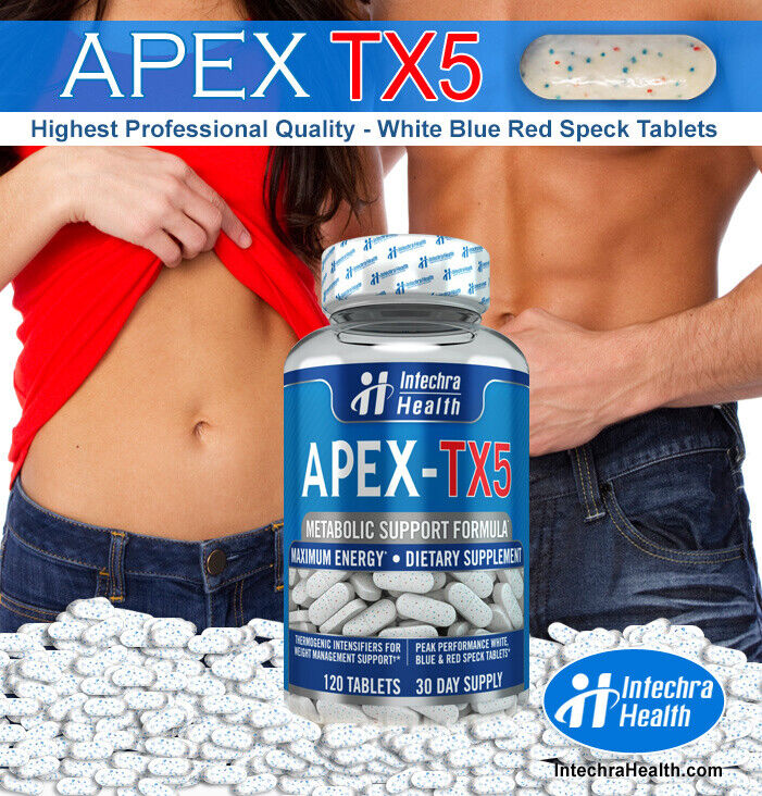 APEX TX5 Weight Management Diet Pills With Maximum Energy 120 White/Blue Tablets