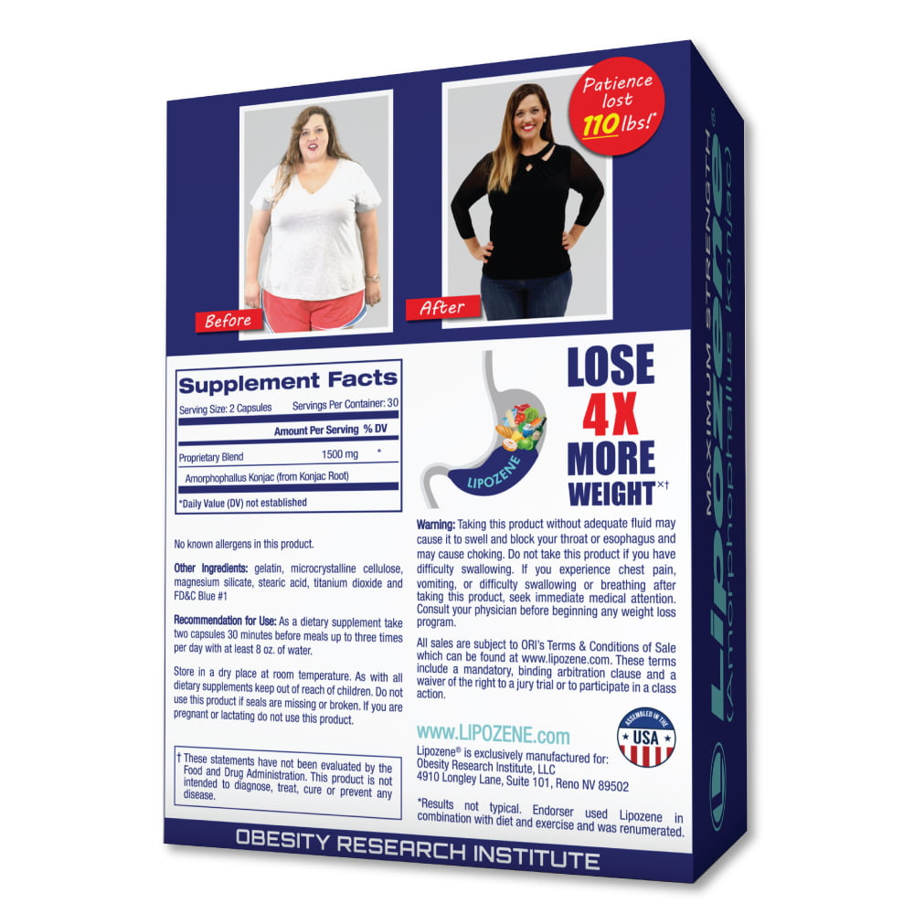 Lipozene Maximum Strength Weight Loss Supplement, 1500 mg, 60 Capsules