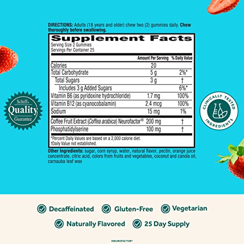 NEURIVA Plus Brain Supplement For Memory, Focus & Concentration + Cognitive Function with Vitamins B6 & B12 and Clinically Tested Nootropics Phosphatidylserine and Neurofactor, 50ct Strawberry Gummies