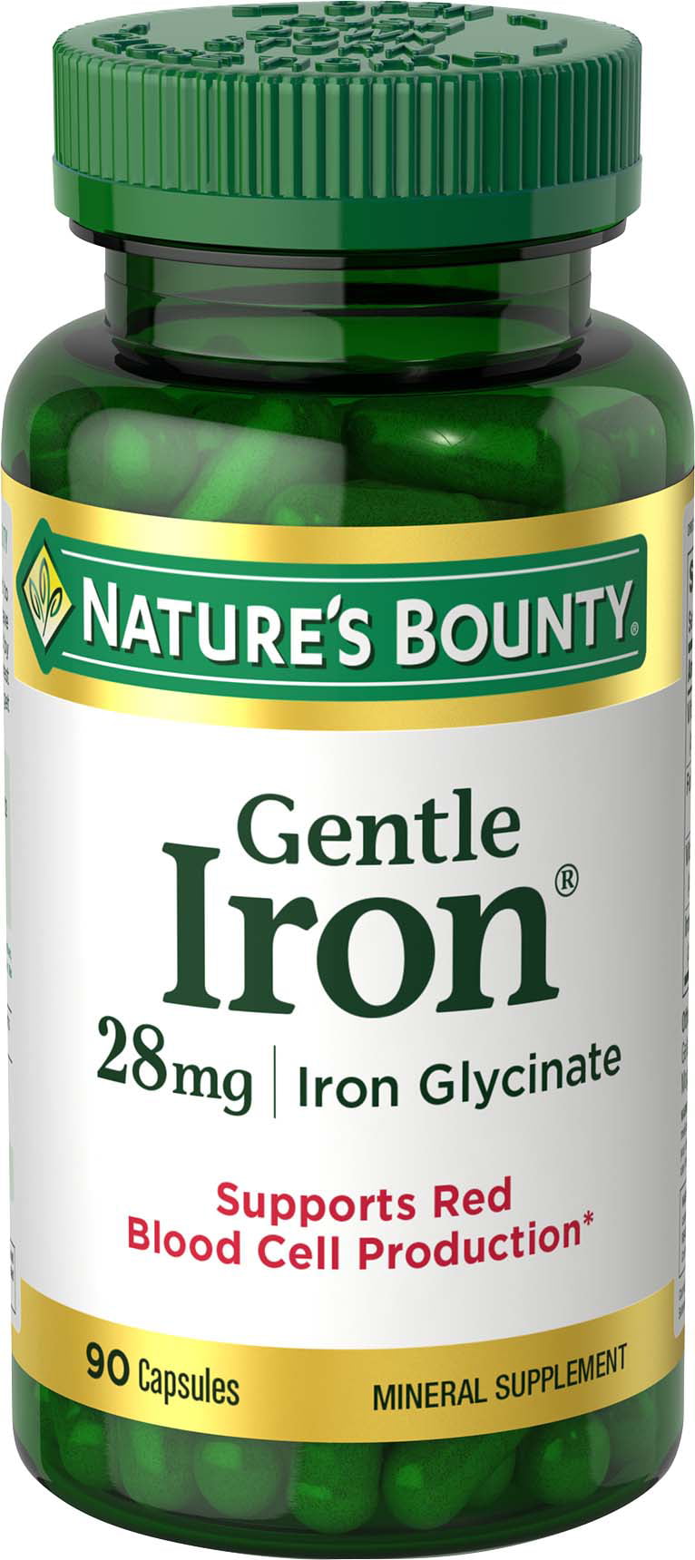 Nature's Bounty Gentle Iron Supplement Capsules, 28 Mg, 90 Ct