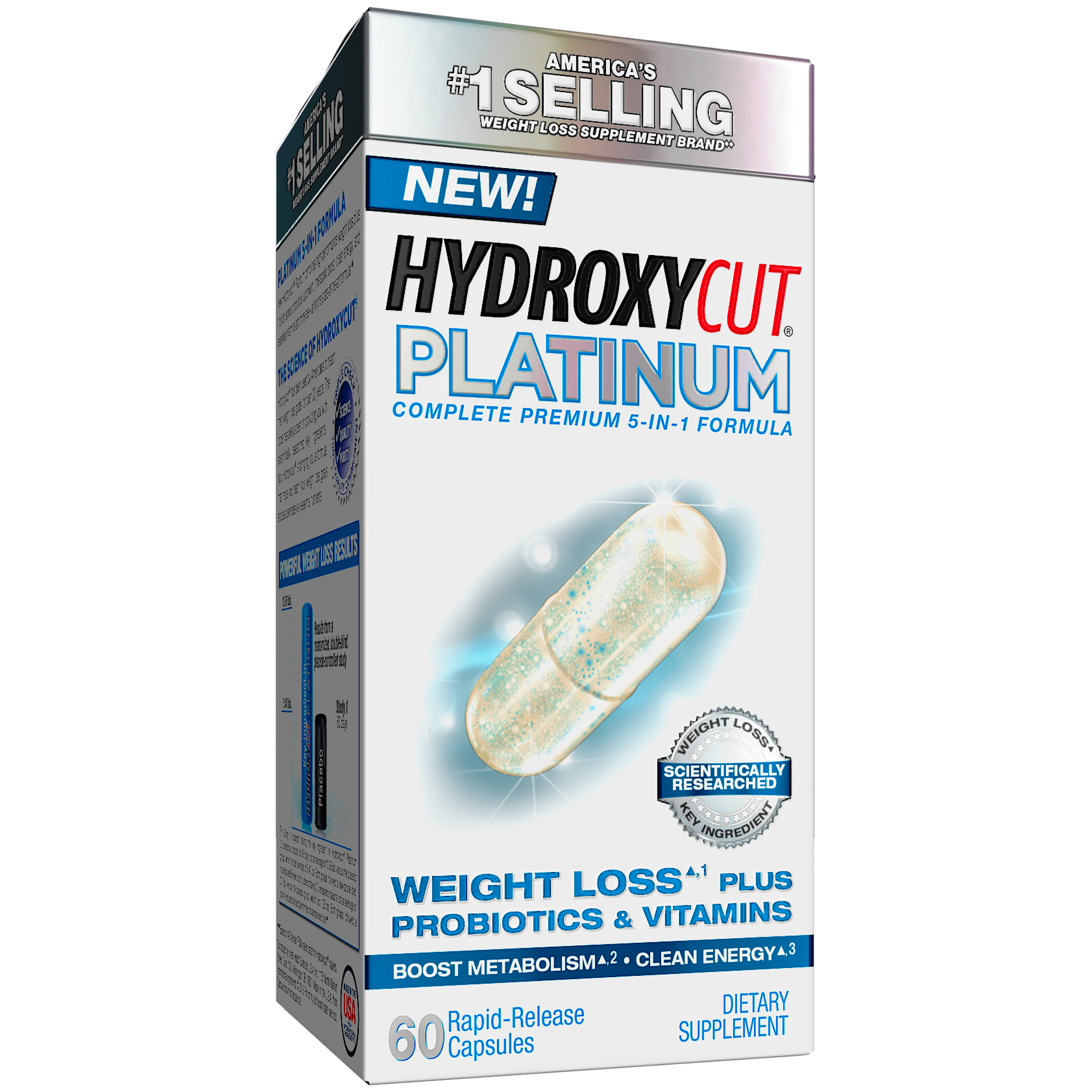 Platinum Weight Loss Supplements with Active Probiotics & Vitamins, Boost Metabolism and Supplement Energy with Naturally Sourced Caffeine, 60 Count