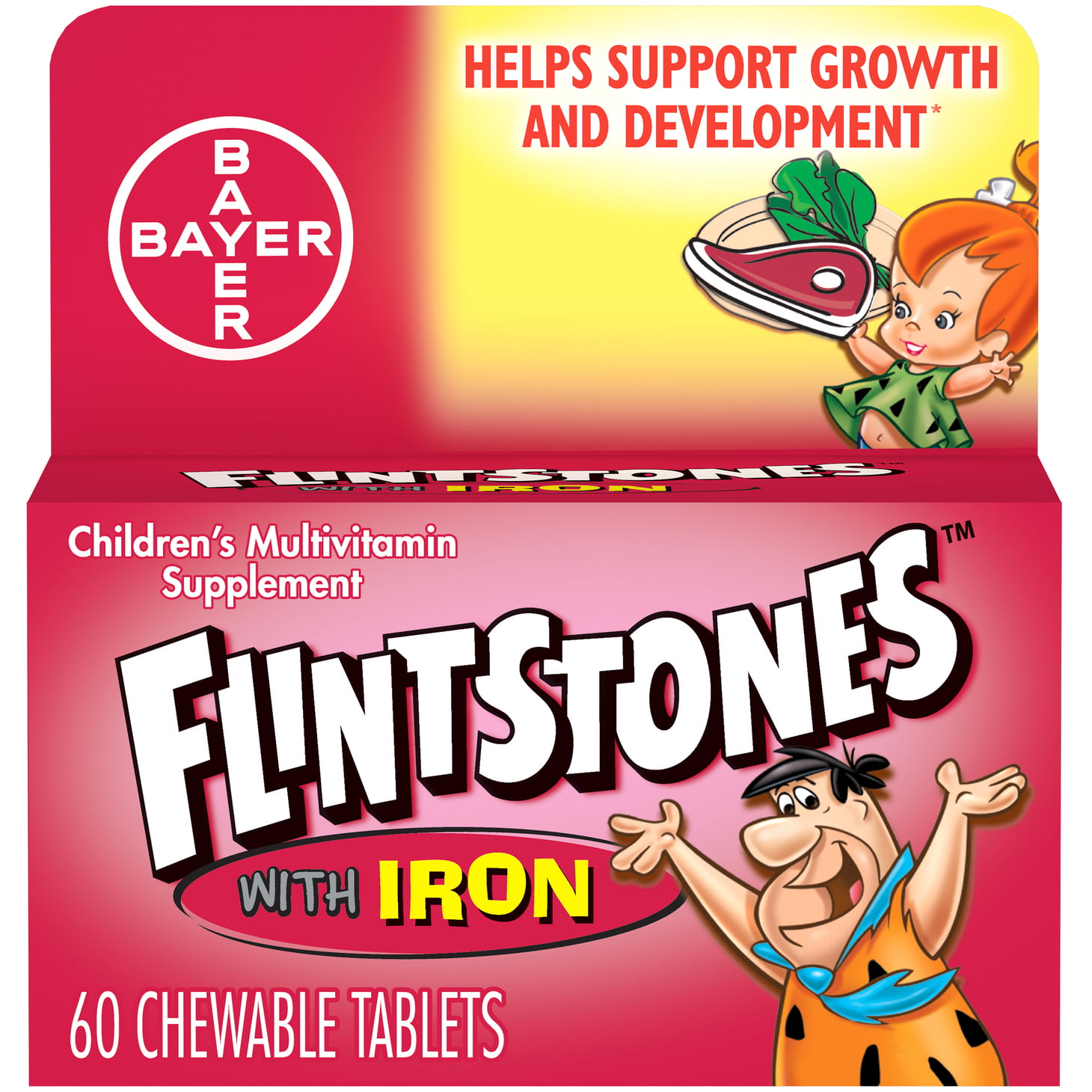 Flintstones Kids Multivitamin w Iron, 60Ct