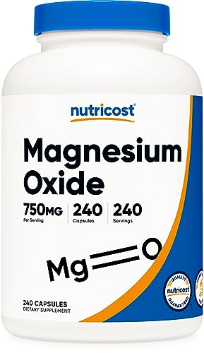 750mg Magnesium Oxide Capsules - Non-GMO, Gluten-Free