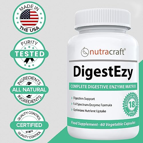 DigestEzy #1 Digestive Enzyme Supplement | Money Back Guarantee | Best Multi-Enzyme Formula to Optimize Digestion | Increase Energy & Support Digestive Health | 60 Capsules