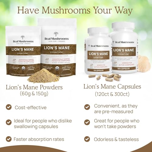 Lion's Mane Mushroom Extract Powder, 120 Capsules