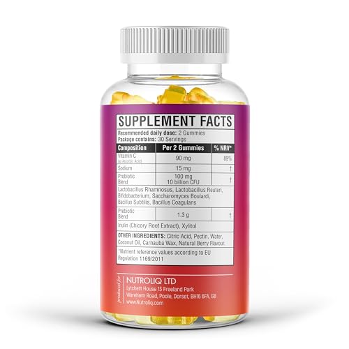 Nutroliq Sugar-Free Prebiotic Probiotic Gummies - 60 Count