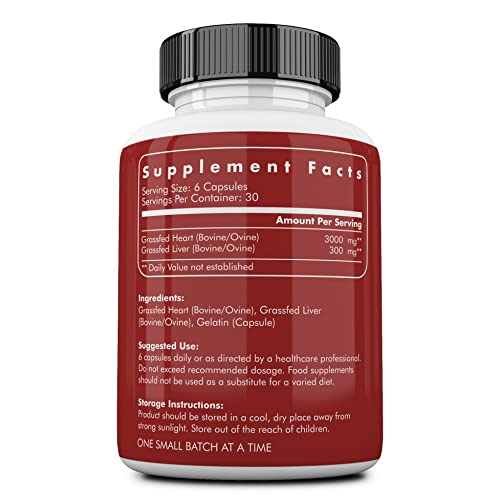 Grass Fed Beef Heart & Liver Supplement, 180 Caps