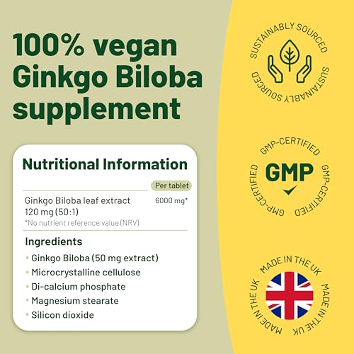 Ginkgo Biloba 120mg Tablets for Memory Support