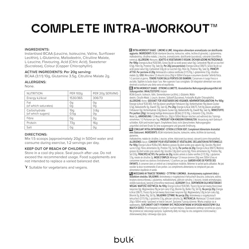 Bulk Intra-Workout BCAA Powder, Lemon Lime Flavor
