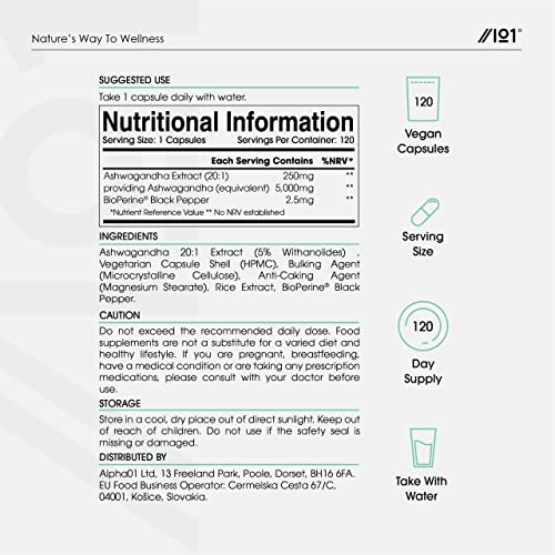 Ashwagandha Extract 5000mg with BioPerine - 120 Caps