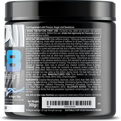 AC8 Blue Raspberry Pre Workout Powder with Creatine