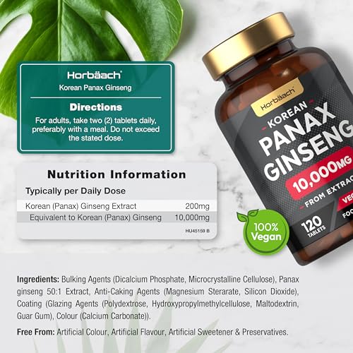 High Strength Panax Ginseng 10000mg - 120 Tablets