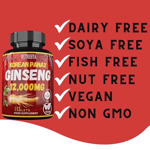 Korean Panax Ginseng 12,000mg Vegan Tablets