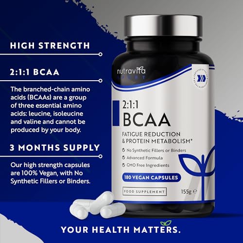 BCAA Supplement with B6 & B12 – 180 Vegan Caps