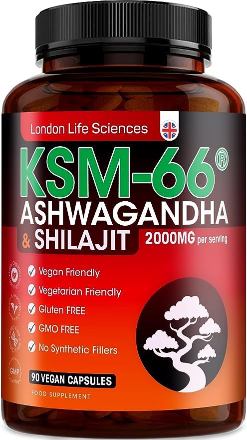 Organic Shilajit with Ashwagandha 2000mg Vegan Supplement