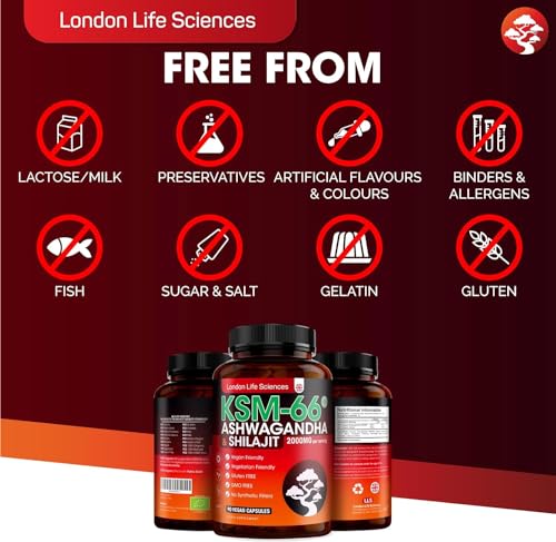 Organic Shilajit with Ashwagandha 2000mg Vegan Supplement