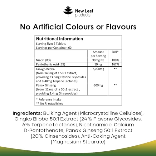 Ginkgo Biloba & Korean Ginseng Vegan Tablets